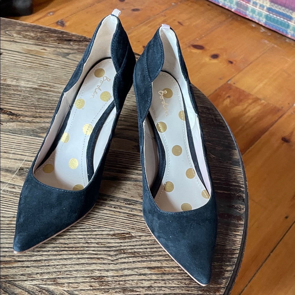 Boden Black Suede Heels